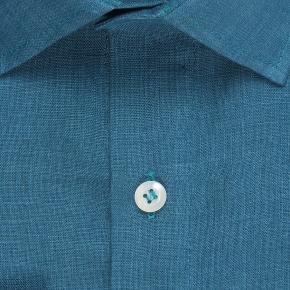 Teal Blue Linen Shirt - thumbnail image 2