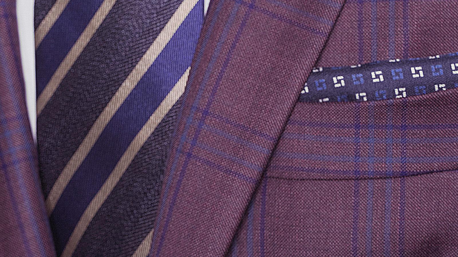 Plum Plaid with Blue Overcheck Blazer - slider image 1