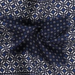 Navy & Blue Patterned 100% Silk Pocket Square  - thumbnail image 1