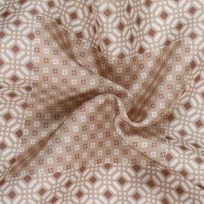 Beige & White Patterned 100% Silk Pocket Square  - thumbnail image 1