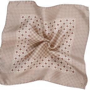 Beige & White Patterned 100% Silk Pocket Square  - thumbnail image 2