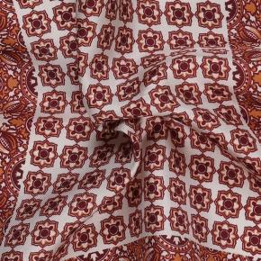 Copper & Red Patterned 100% Silk Pocket Square - thumbnail image 1