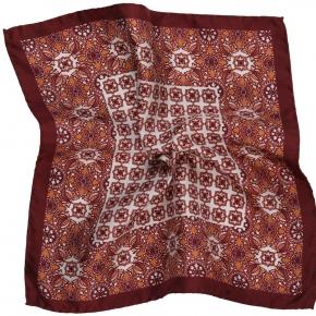 Copper & Red Patterned 100% Silk Pocket Square - thumbnail image 2