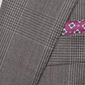 Traditionally Worsted Grey Plaid with Purple Overcheck Suit - thumbnail image 1