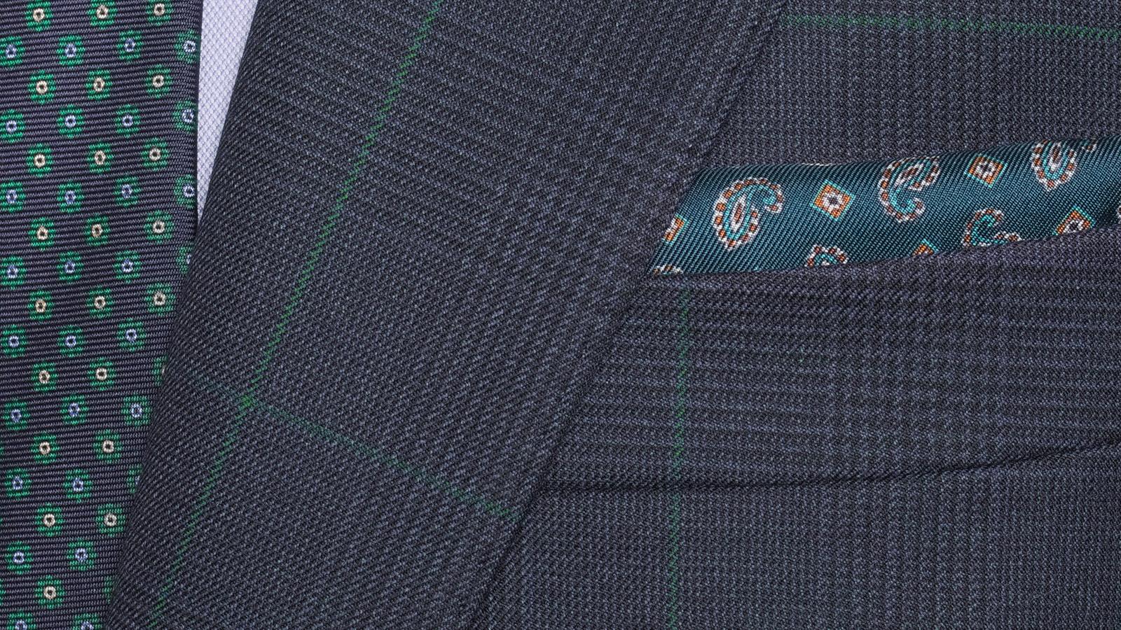 Traditionally Worsted Navy Plaid with Green Overcheck Suit - slider image 1