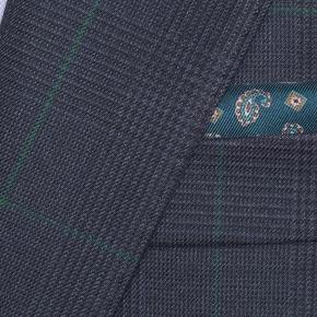 Traditionally Worsted Navy Plaid with Green Overcheck Suit - thumbnail image 1