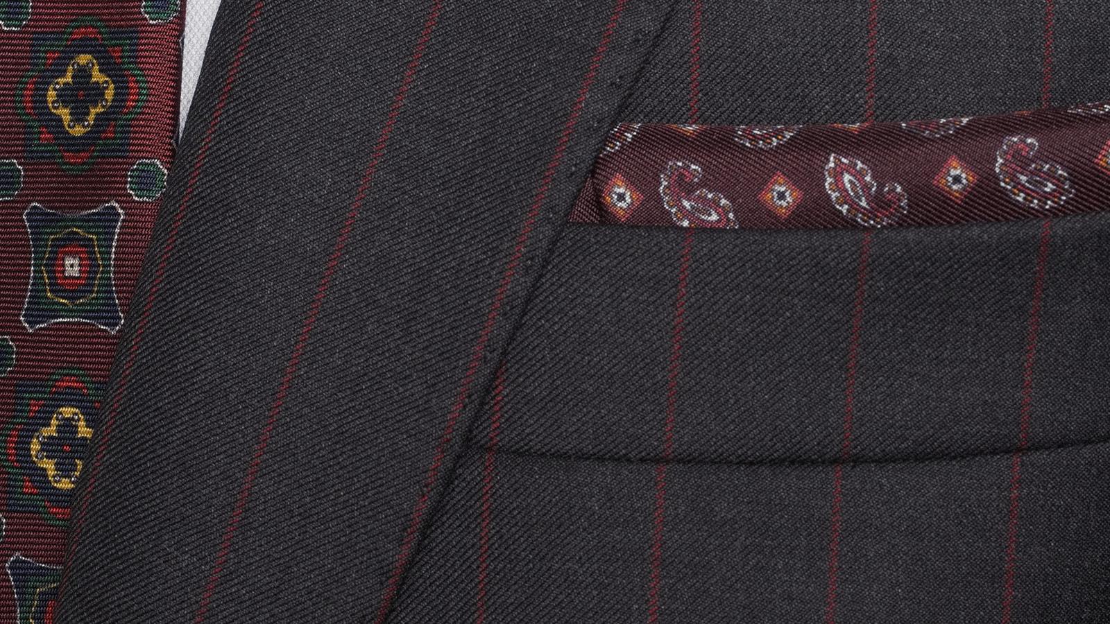 Red Pinstripe Charcoal Suit - slider image 1