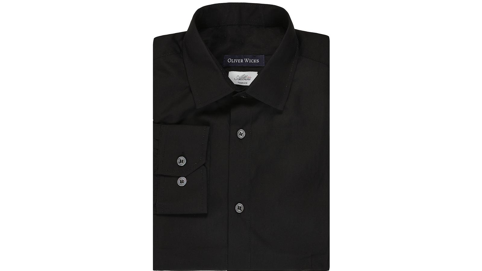 Deep Black Cotton Shirt - slider image 1