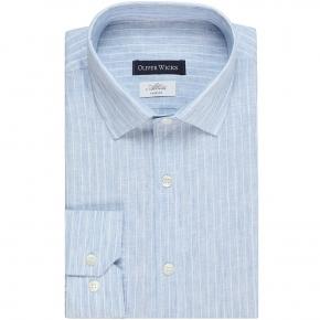 Light Blue Striped Linen Shirt - thumbnail image 1