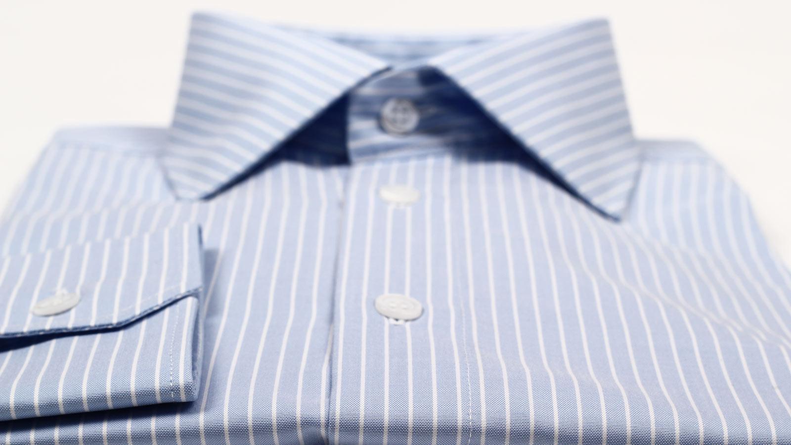 White Striped Blue Two-Fold Cotton Shirt - slider image 1