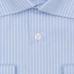 White Striped Blue Two-Fold Cotton Shirt - thumbnail image 2