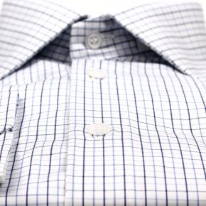 Blue Checked White Cotton Shirt - thumbnail image 1