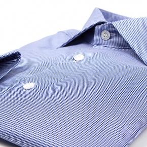 Micropatterned Blue Cotton Shirt - thumbnail image 1