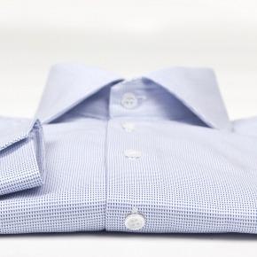 Micropatterned White & Blue Cotton Shirt - thumbnail image 1