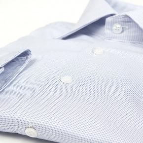 Micropatterned White & Blue Cotton Shirt - thumbnail image 2