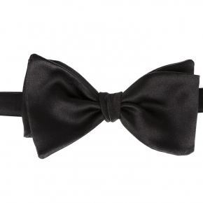 Black 100% Silk Bow Tie - thumbnail image 1