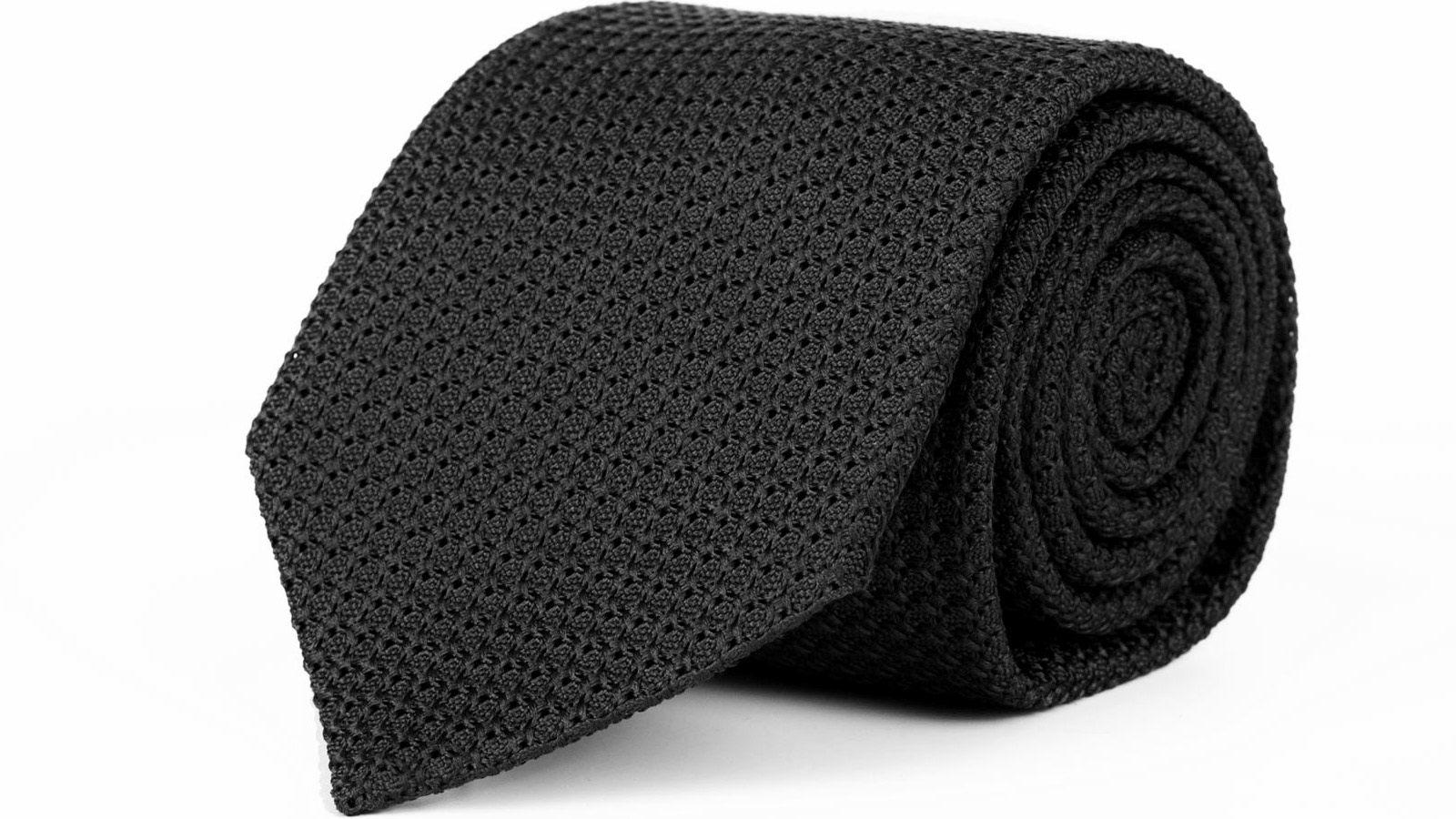 Black 100% Grenadine Silk Tie - slider image 