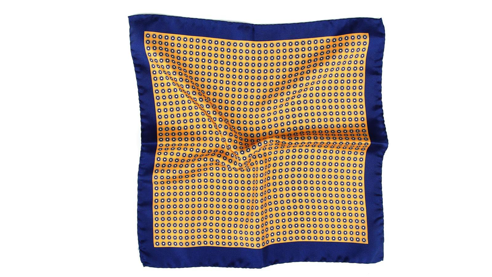 Navy & Yellow Silk Pocket Square - slider image 