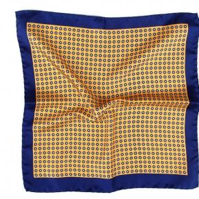 Navy & Yellow Silk Pocket Square - thumbnail image 1