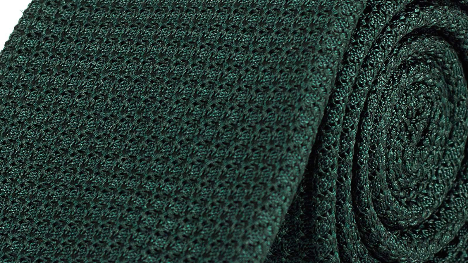 Dark Green 100% Grenadine Silk Tie - slider image 