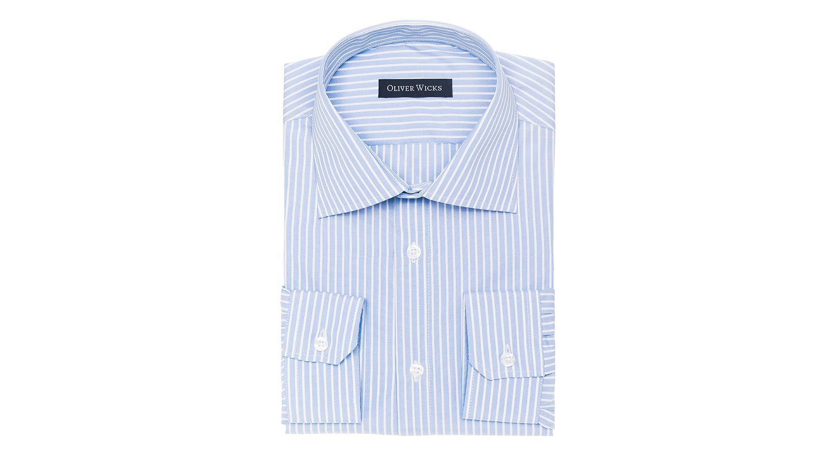 White Striped Blue Cotton Shirt - slider image 