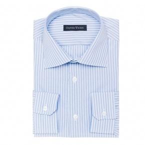 White Striped Blue Cotton Shirt - thumbnail image 1