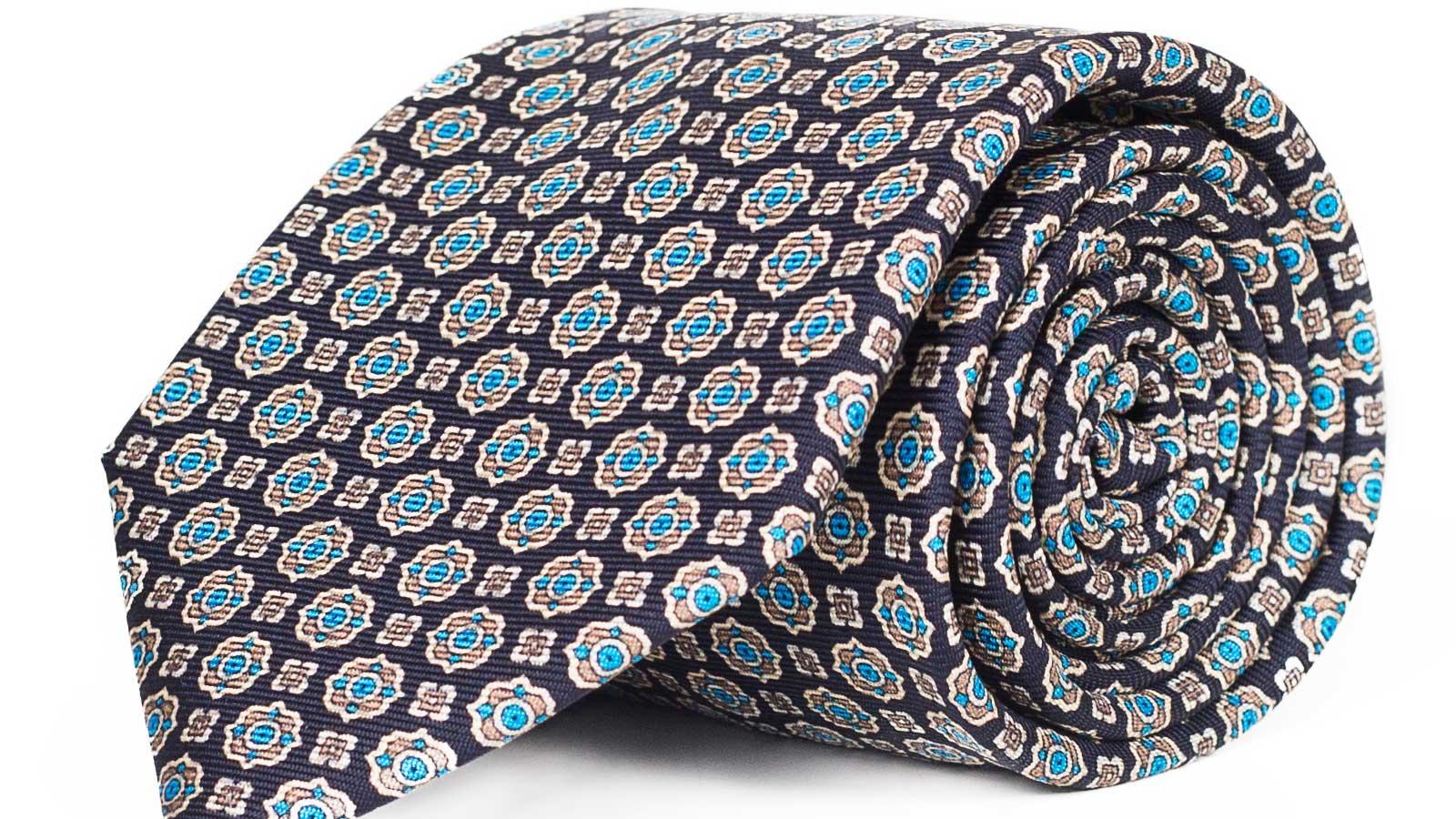 Navy & Blue 28 Momme Silk Tie - slider image 