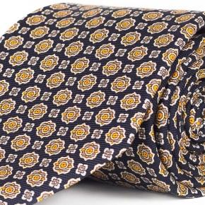 Navy & Bronze 28 Momme Silk Tie - thumbnail image 1