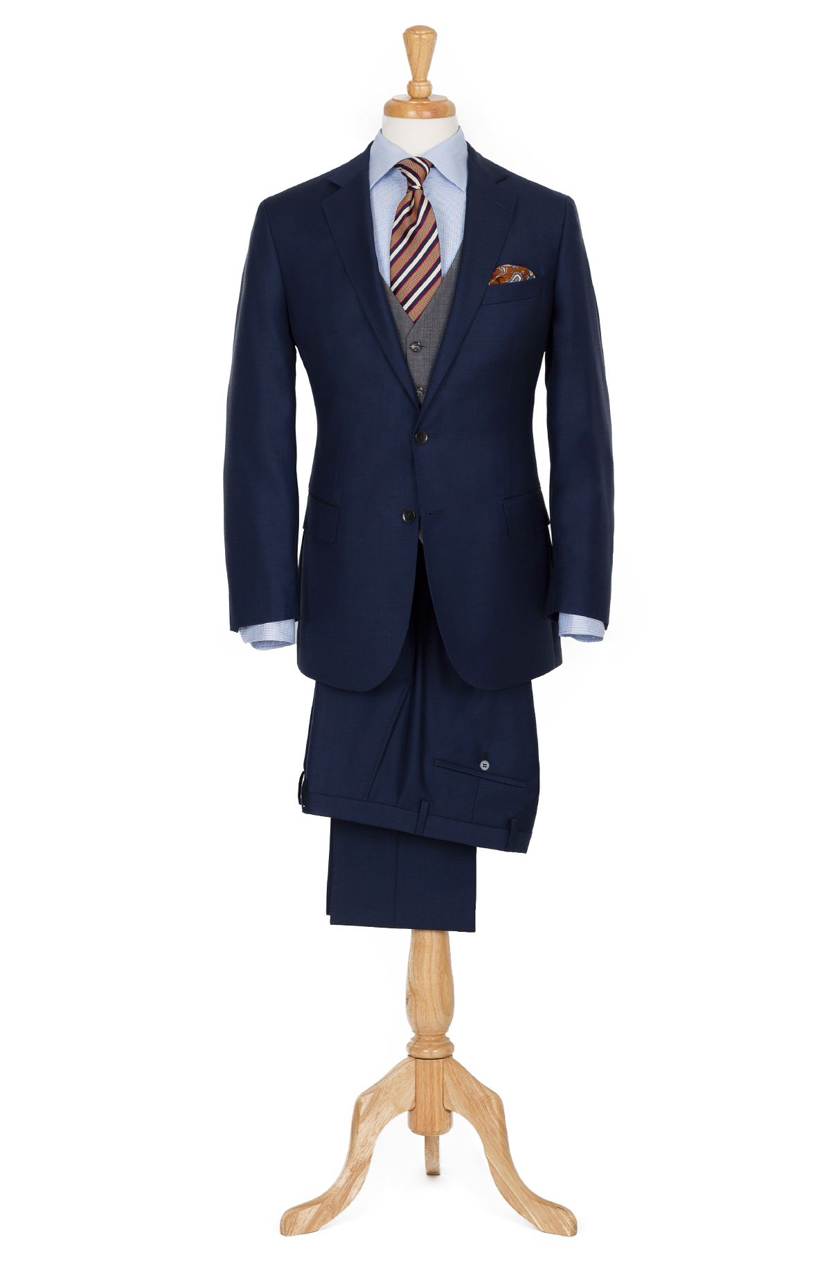 navy suit with grey vest look