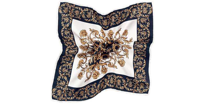 Black and Gold Patterned Italian 100% Silk Pocket Square