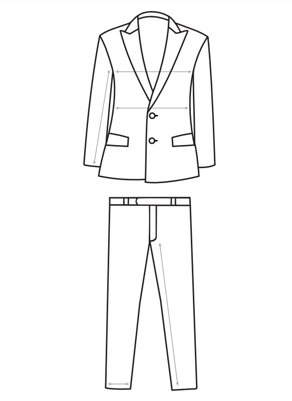 An outline of a suit with a slim fit