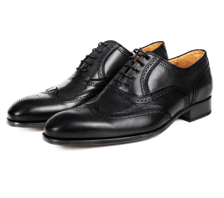 black leather formal shoes