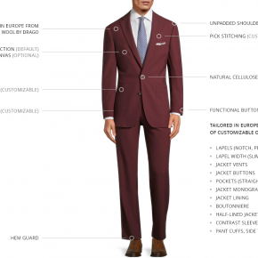 Wine Red Natural Bi-Stretch Suit - thumbnail image 3