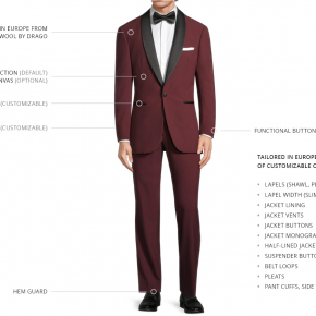 Wine Red Natural Bi-Stretch Tuxedo - thumbnail image 3