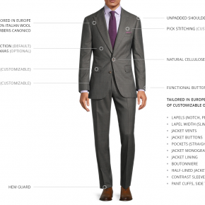 Traditionally Worsted Grey Plaid with Purple Overcheck Suit - thumbnail image 3