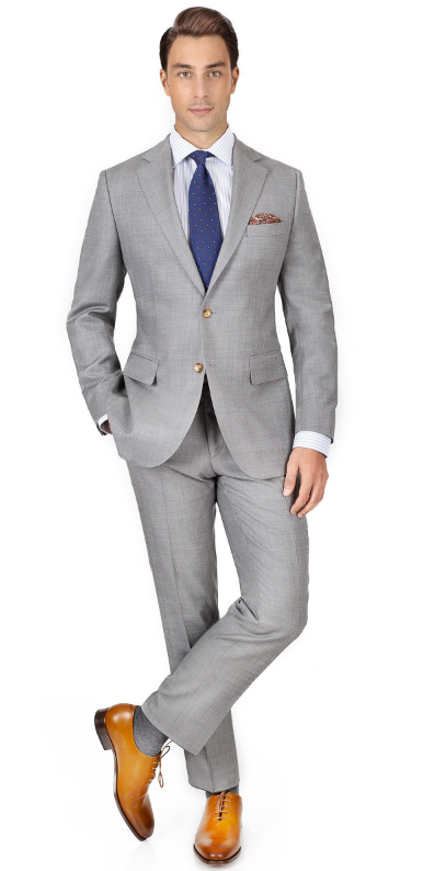 Light gray pick & pick suit by Oliver Wicks