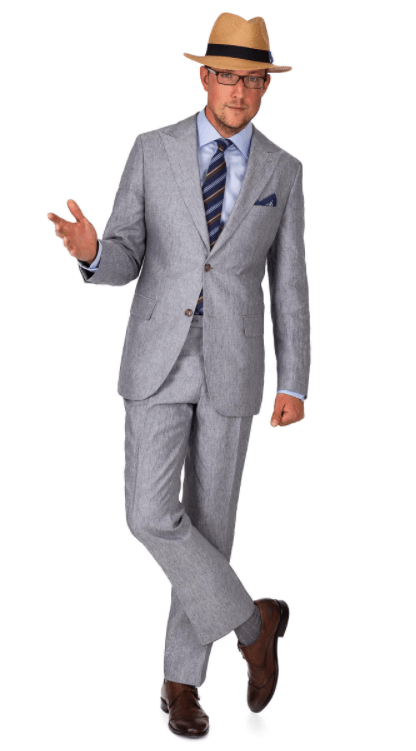 Man Wearing Grey Linen Suit