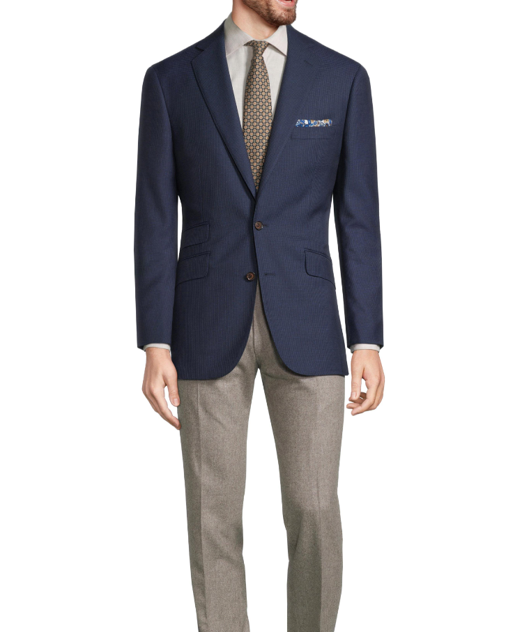 Navy houndstooth blazer by Oliver Wicks