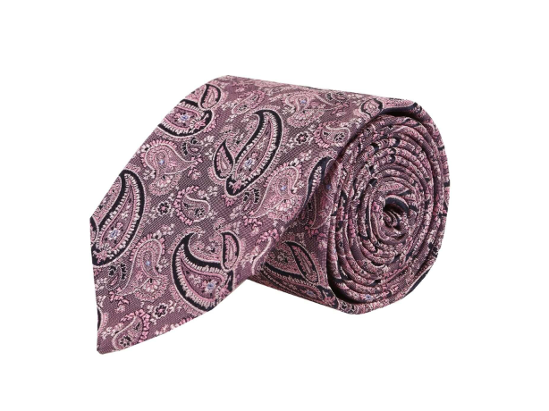 Pink paisley silk tie by Oliver Wicks