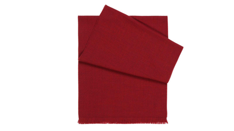 Solid red wool scarf by Oliver Wicks