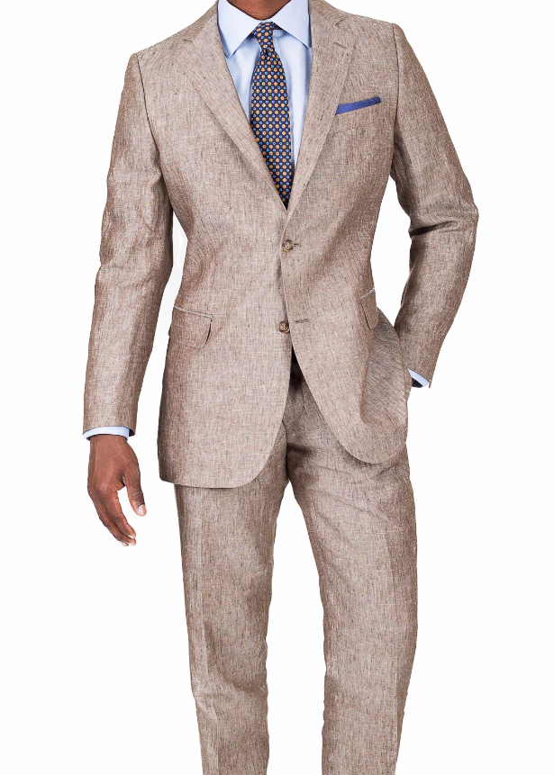 A suit in Khakhi Linen by Oliver Wicks